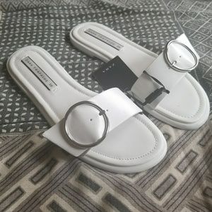 Zara white slides